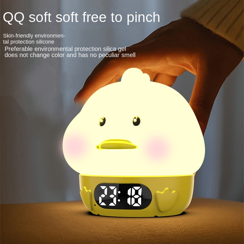 Direct Duck Silicone Alarm Clock, Tap Light Ambience Night Light, Breastfeeding Night Wake-Up Cartoon Tap Light Alarm Clock