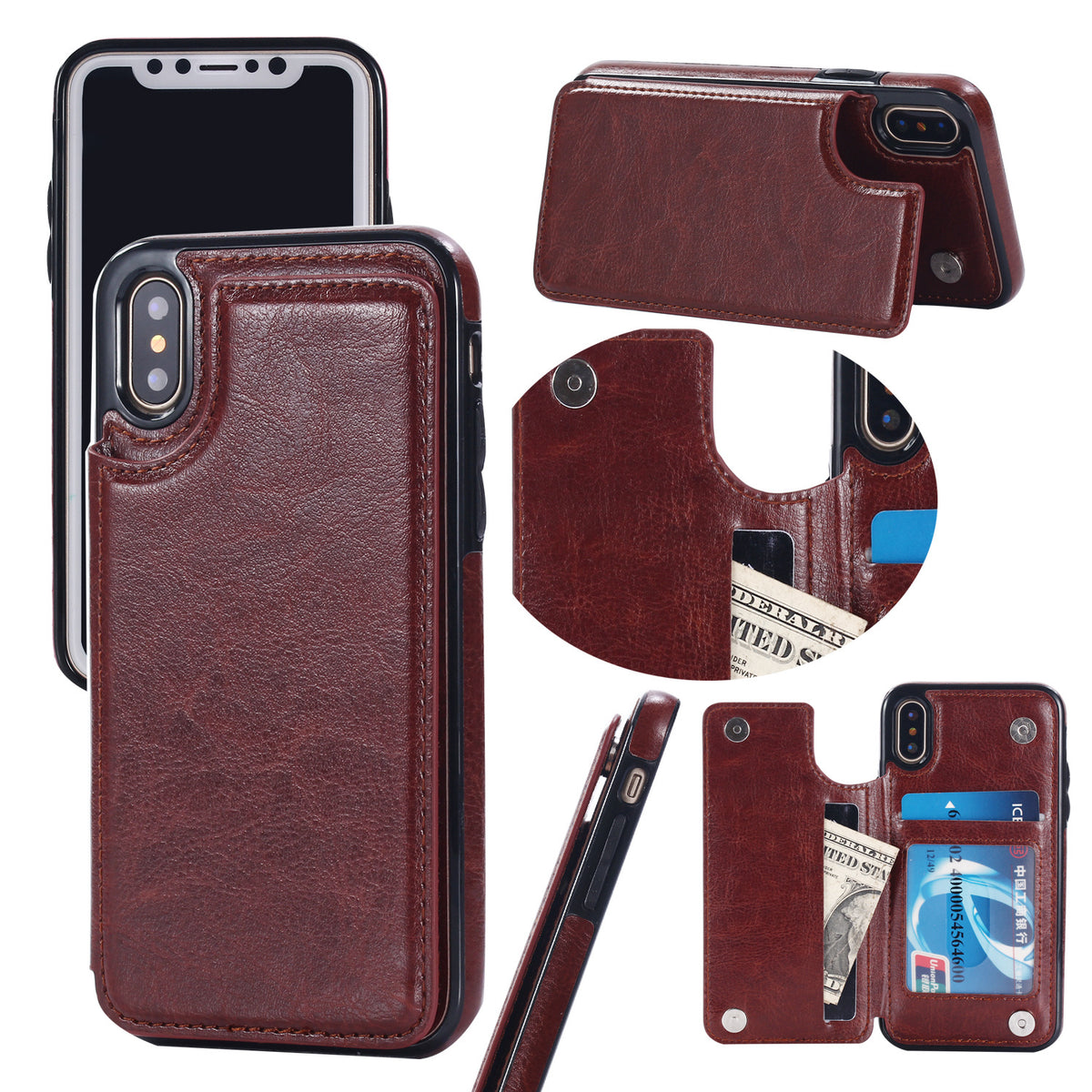 Crazy Horse Leather Flip Case for iPhone 13-15