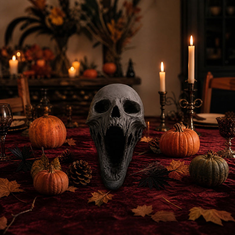 Gothic Demon Skull Sculpture
