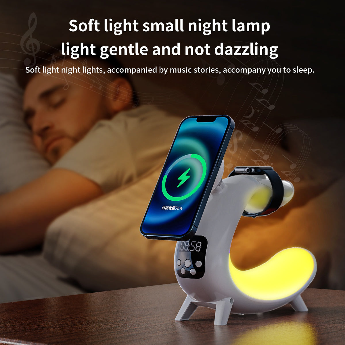 6-in-1 Wireless Charger with Clock & Light