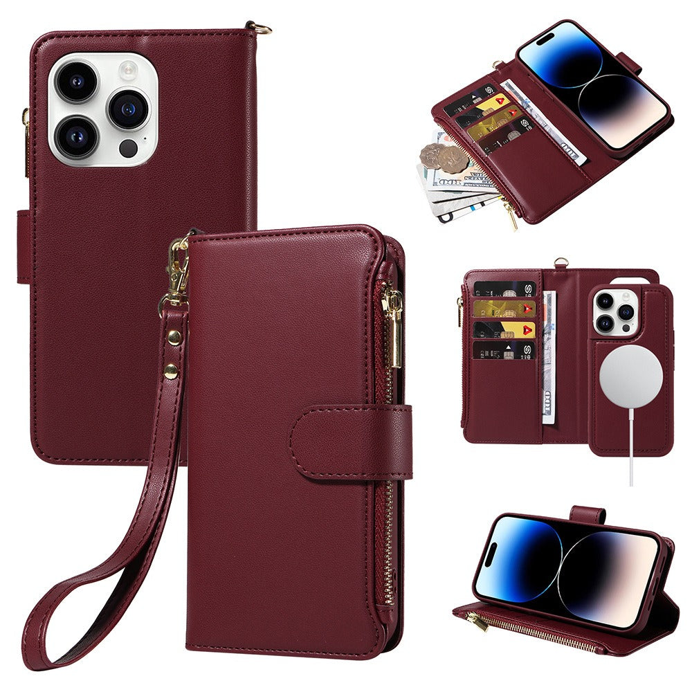 Flip Wallet Case with Wireless Charging for iPhone 14-15