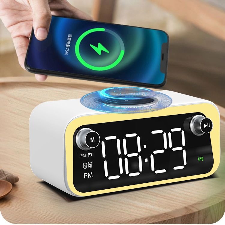 Wireless Charging Alarm Clock with Thermometer