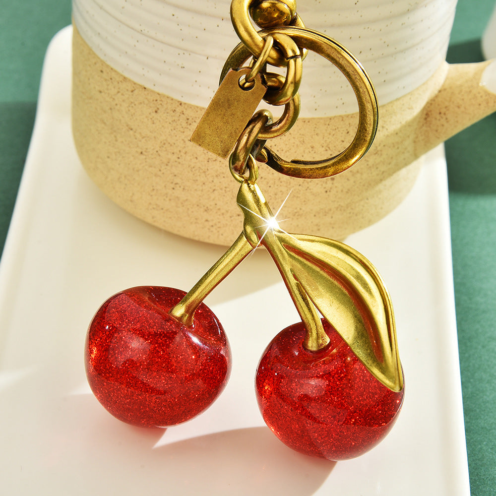 Cherry Keychain Bag Charm
