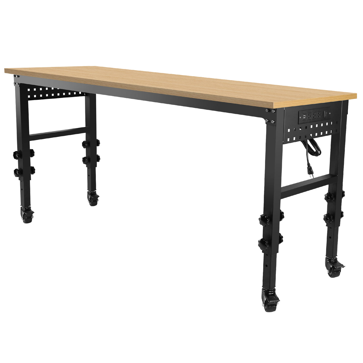 Rolling Heavy-Duty Worktable (72x24in, with Power Socket)