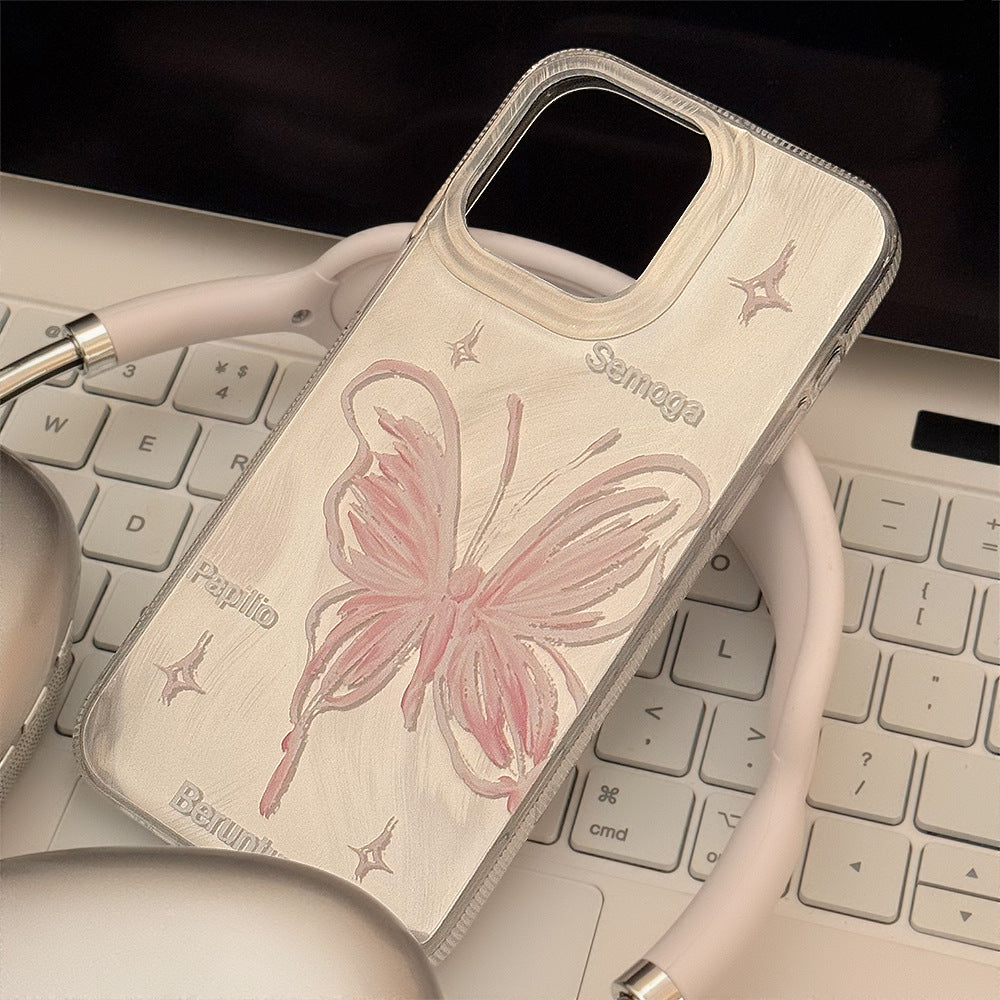 Silver Feather Butterfly Phone Case for iPhone 12-15