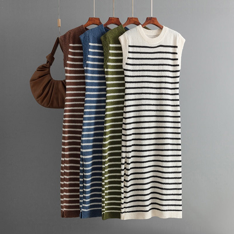 Striped Knit Sweater Dress