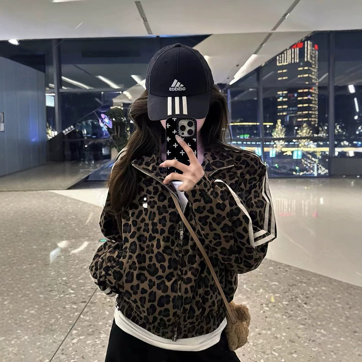 Leopard Print Zip-Up Hoodie