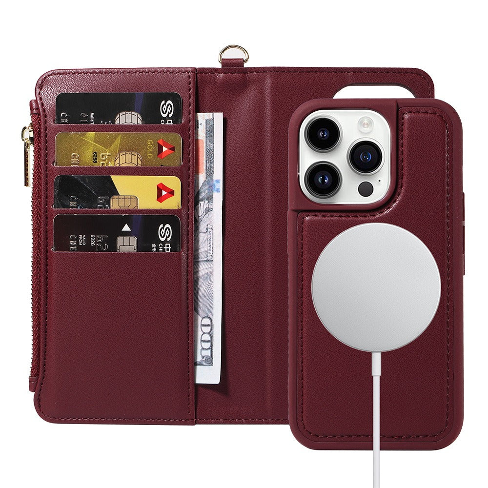Flip Wallet Case with Wireless Charging for iPhone 14-15