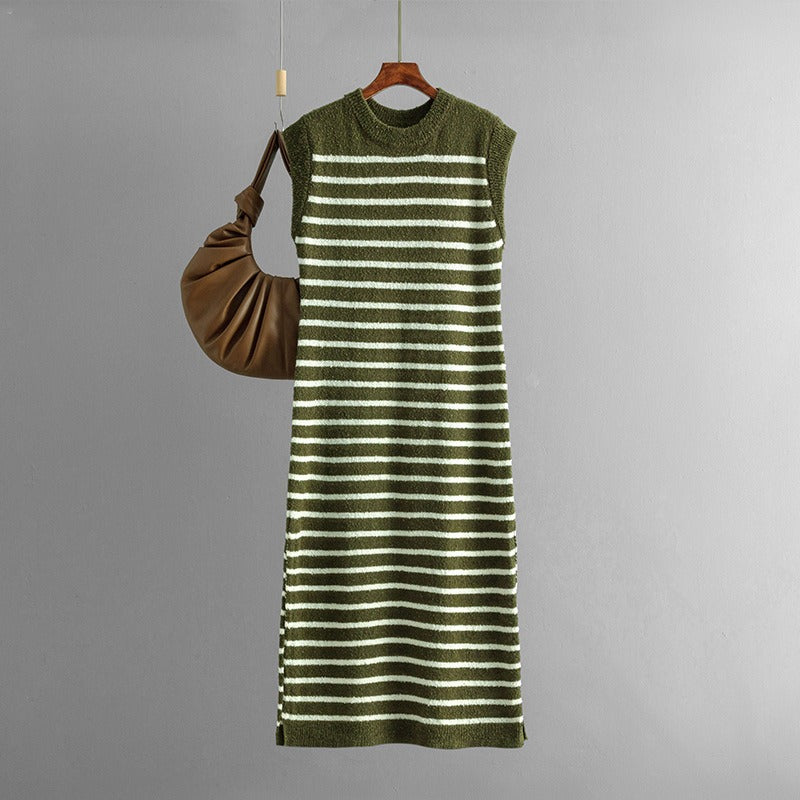 Striped Knit Sweater Dress