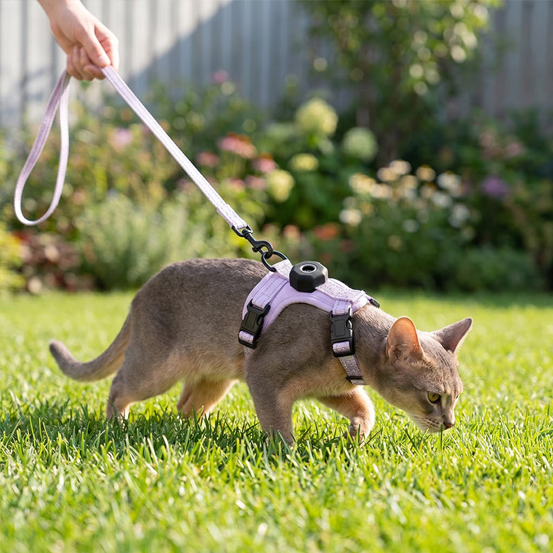 Reflective Escape-Proof Cat Harness – Adjustable Vest with Built-in AirTag Holder for Outdoor Walking