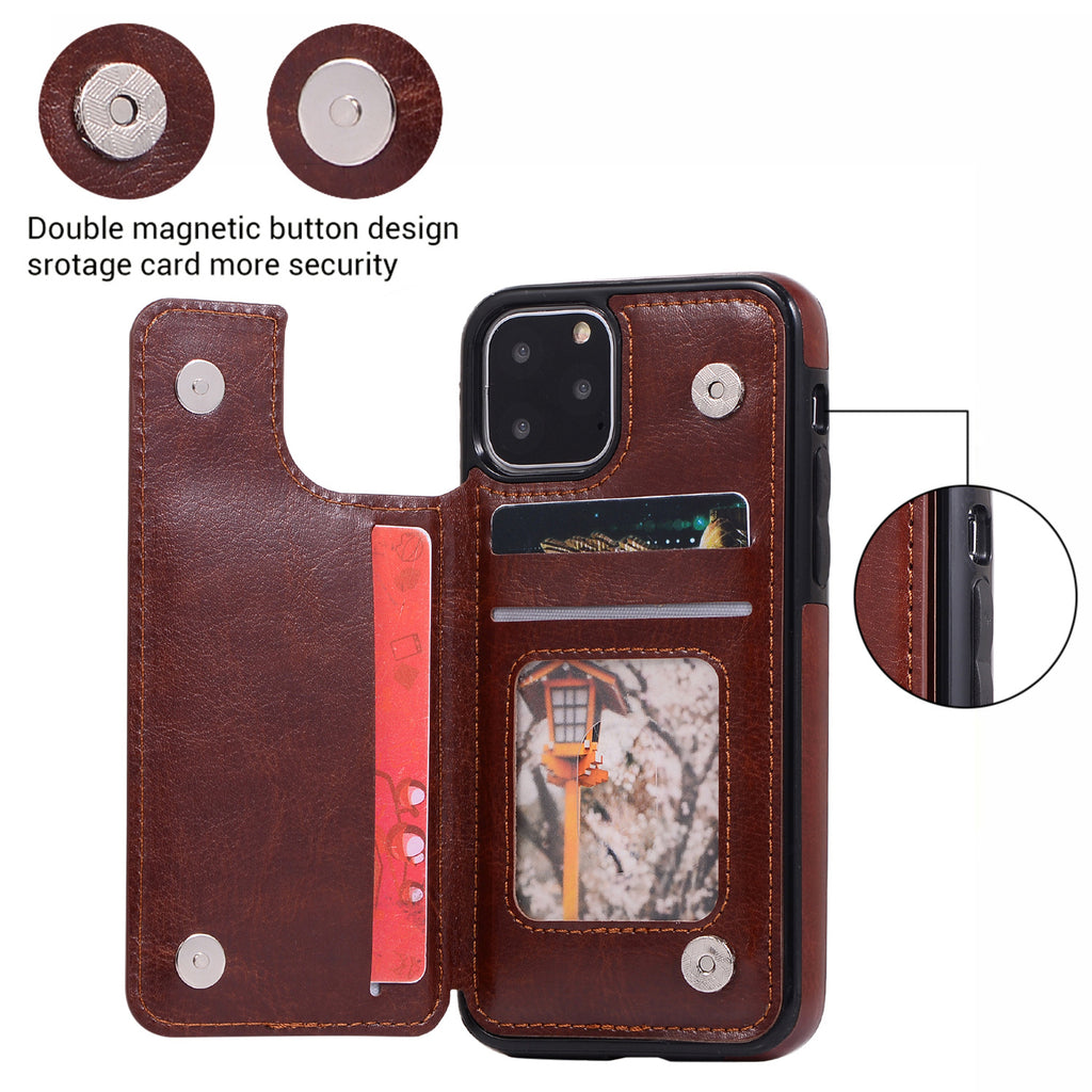 Crazy Horse Leather Flip Case for iPhone 13-15