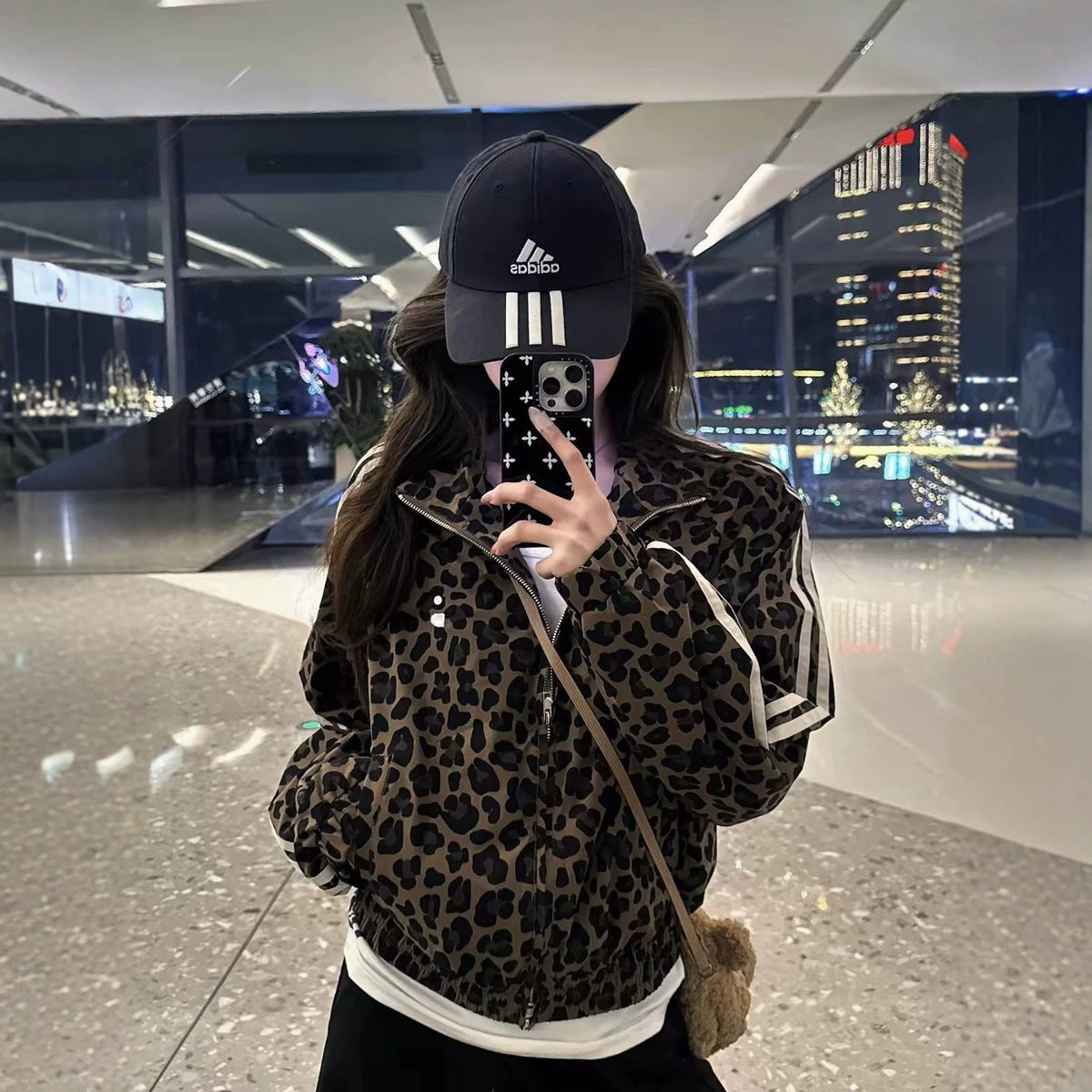 Leopard Print Zip-Up Hoodie