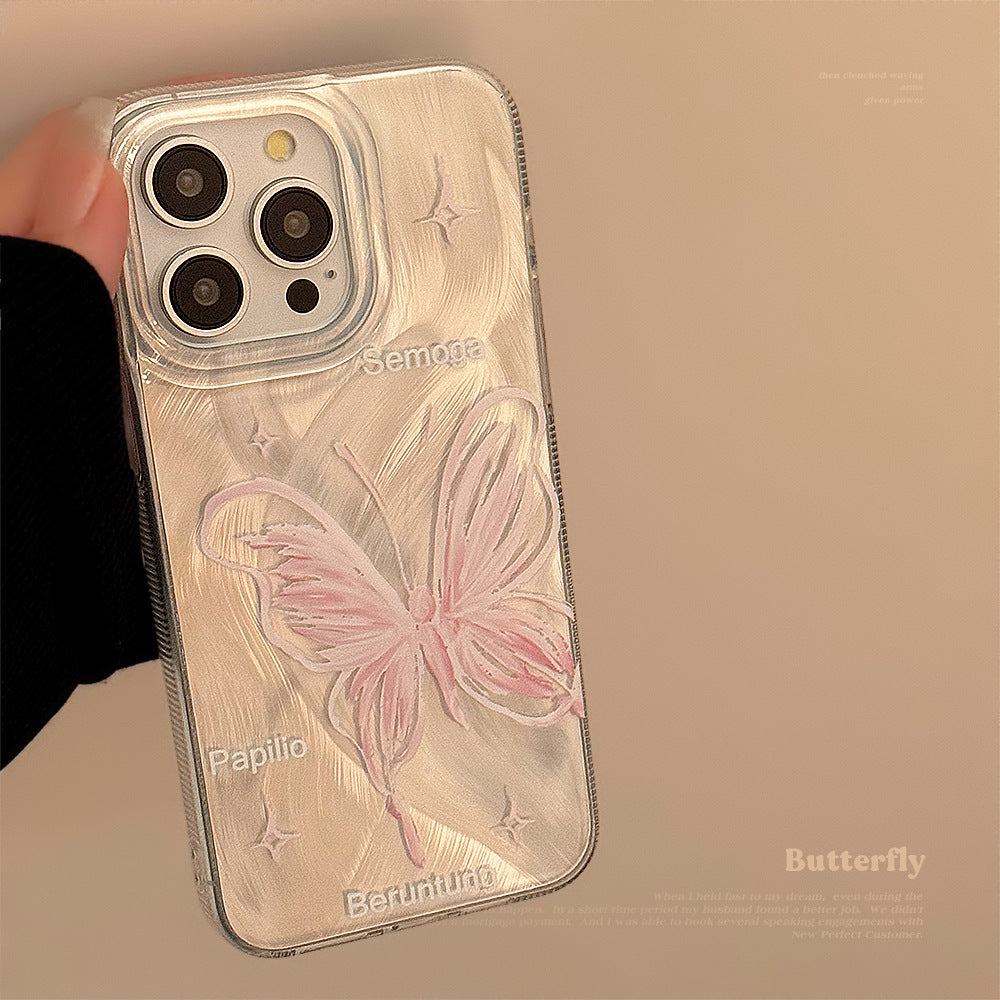 Silver Feather Butterfly Phone Case for iPhone 12-15