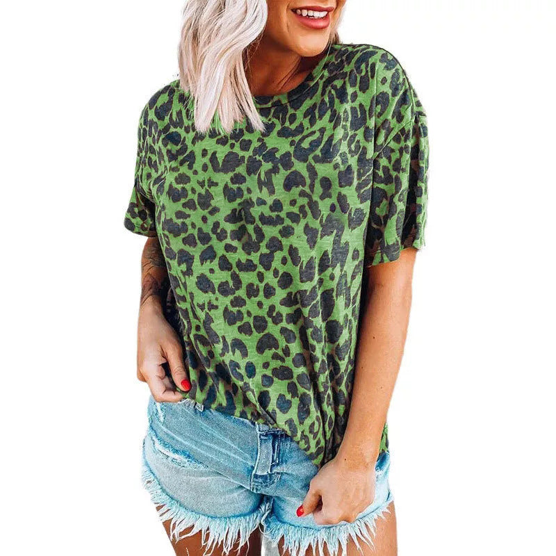 Leopard Print Crew Neck T-Shirt