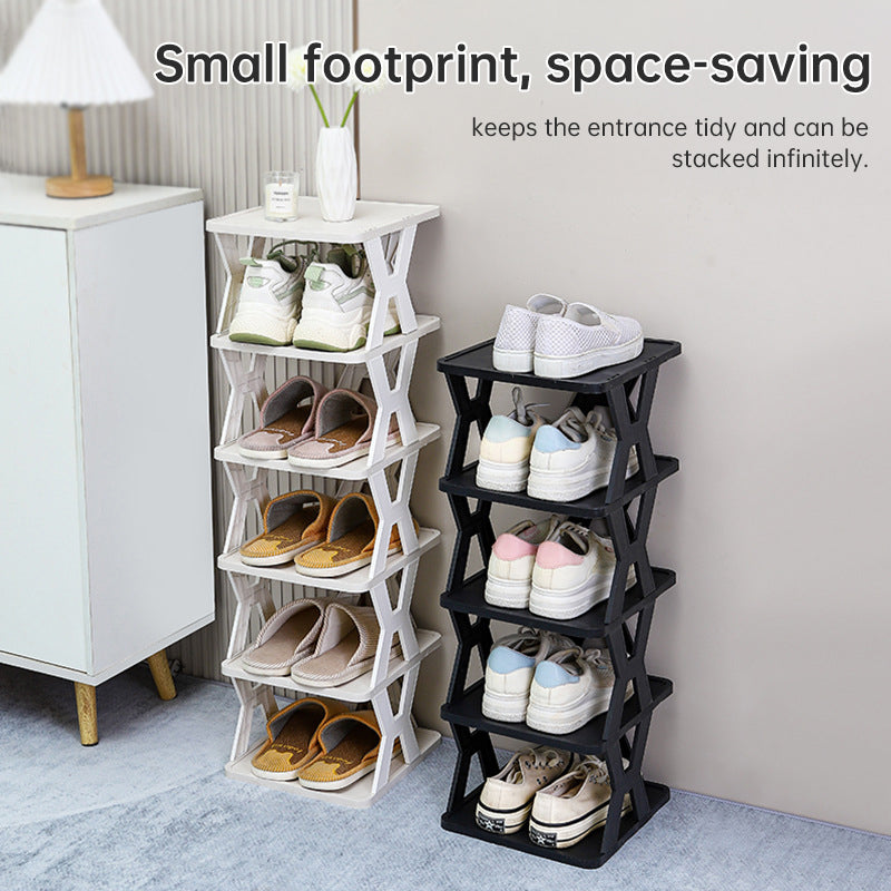Stackable Plastic Shoe Rack, Vertical Dustproof Shoe Organizer, Sturdy Shoe Storage for Entryway