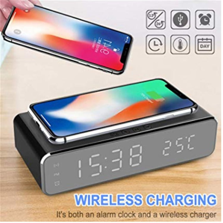 Wireless Charging Alarm Clock with Thermometer