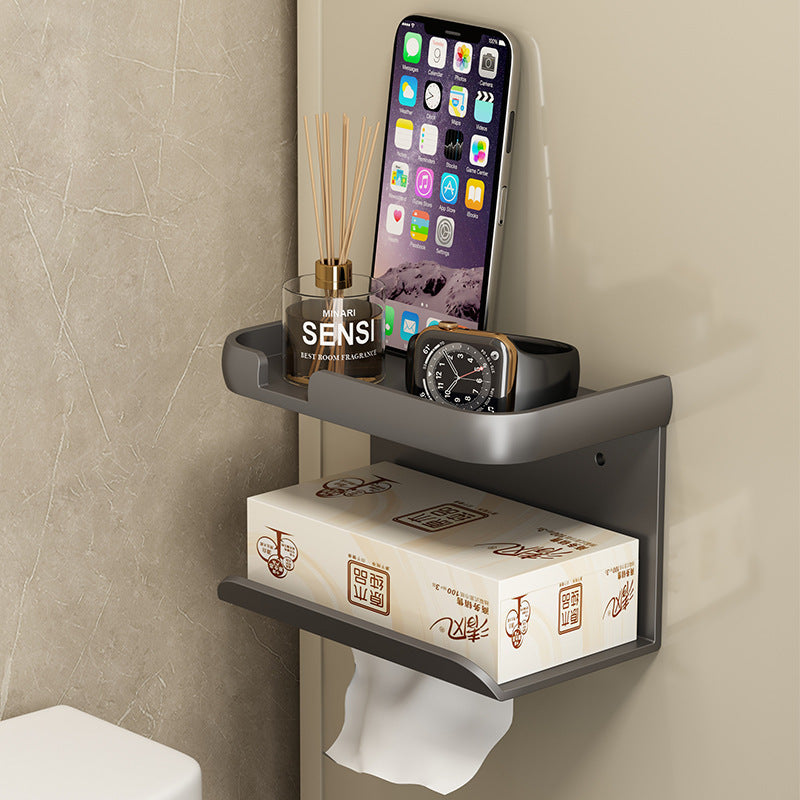 Toilet Paper Towel Box Wall-Mounted Gun Grey Drawer Box Household Non-Perforated Toilet Paper Holder Toilet Roll Rack