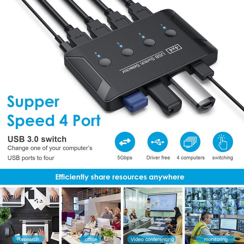USB 3.0 4-Port Printer Sharer Hub