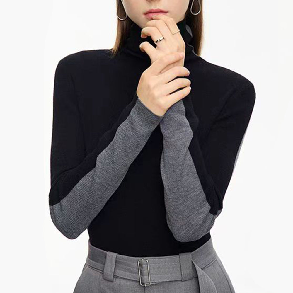 Double-Sided High Neck Knit Sweater