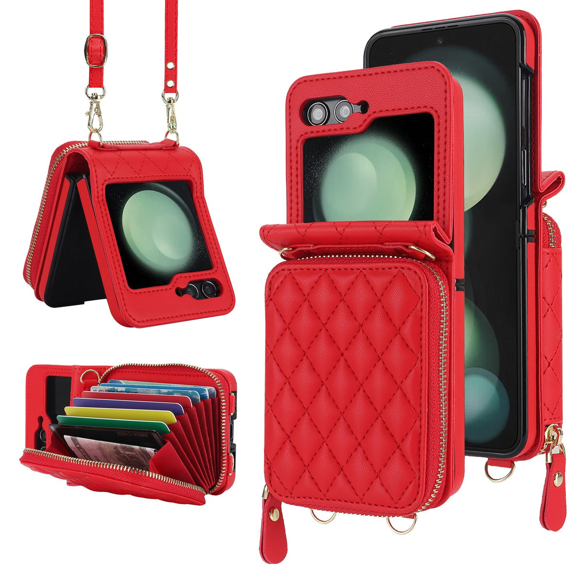 Folding Leather Case for Samsung Z Flip 4-6