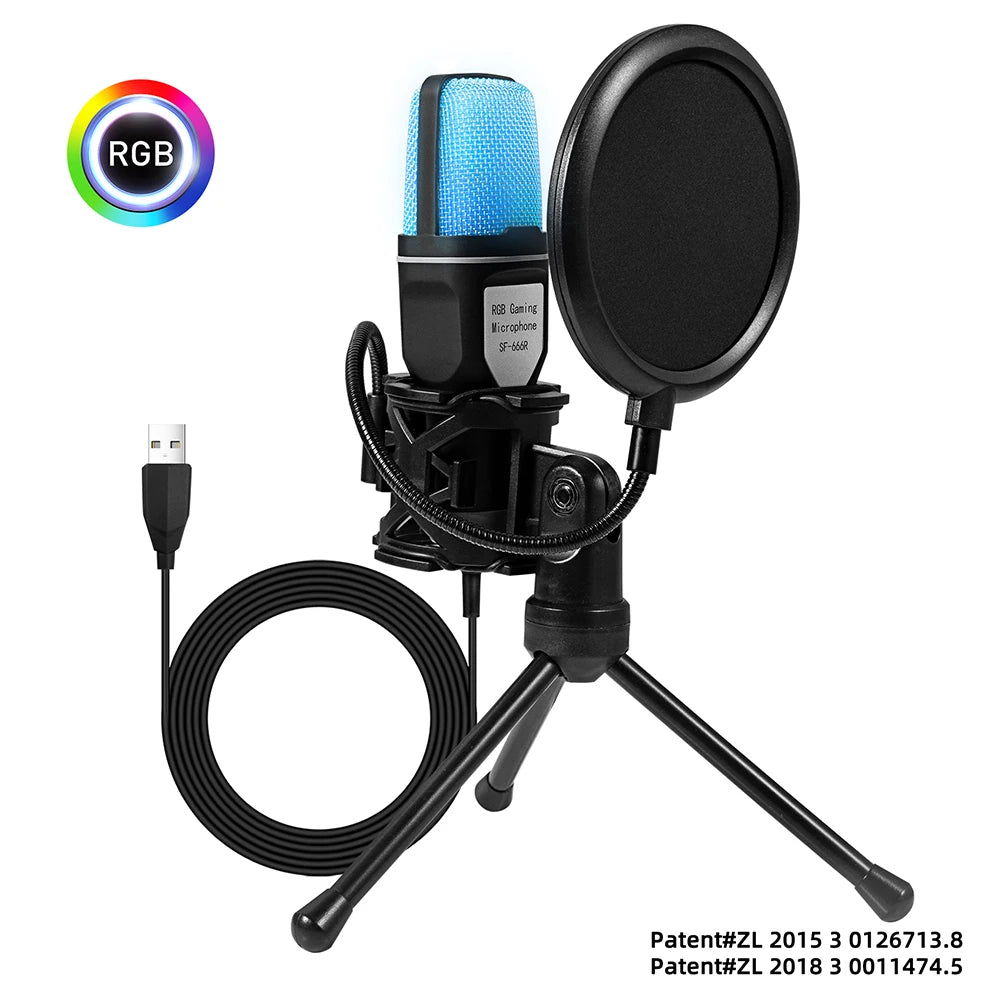 RGB Condenser Microphone with Shock Mount