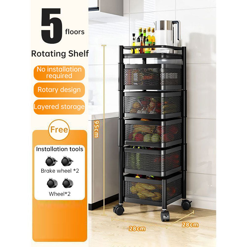 360-Degree Rotating Kitchen Storage Trolley