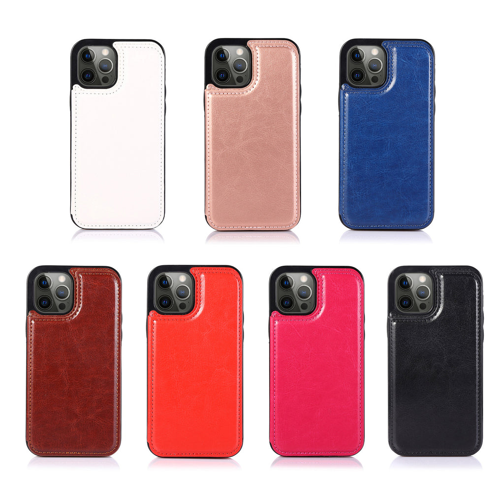 Crazy Horse Leather Flip Case for iPhone 13-15