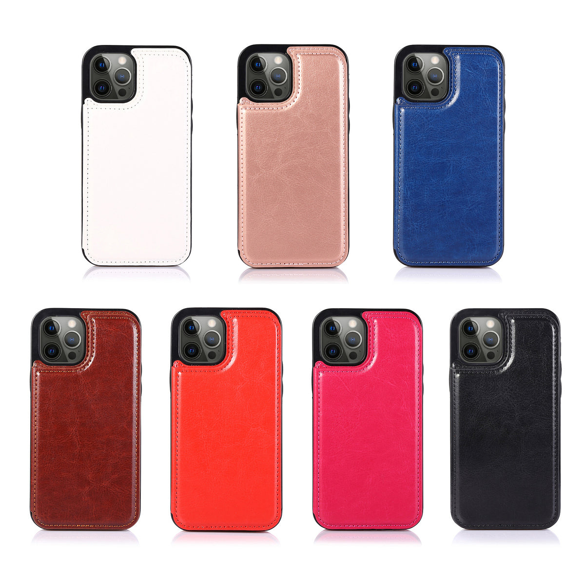 Crazy Horse Leather Flip Case for iPhone 13-15