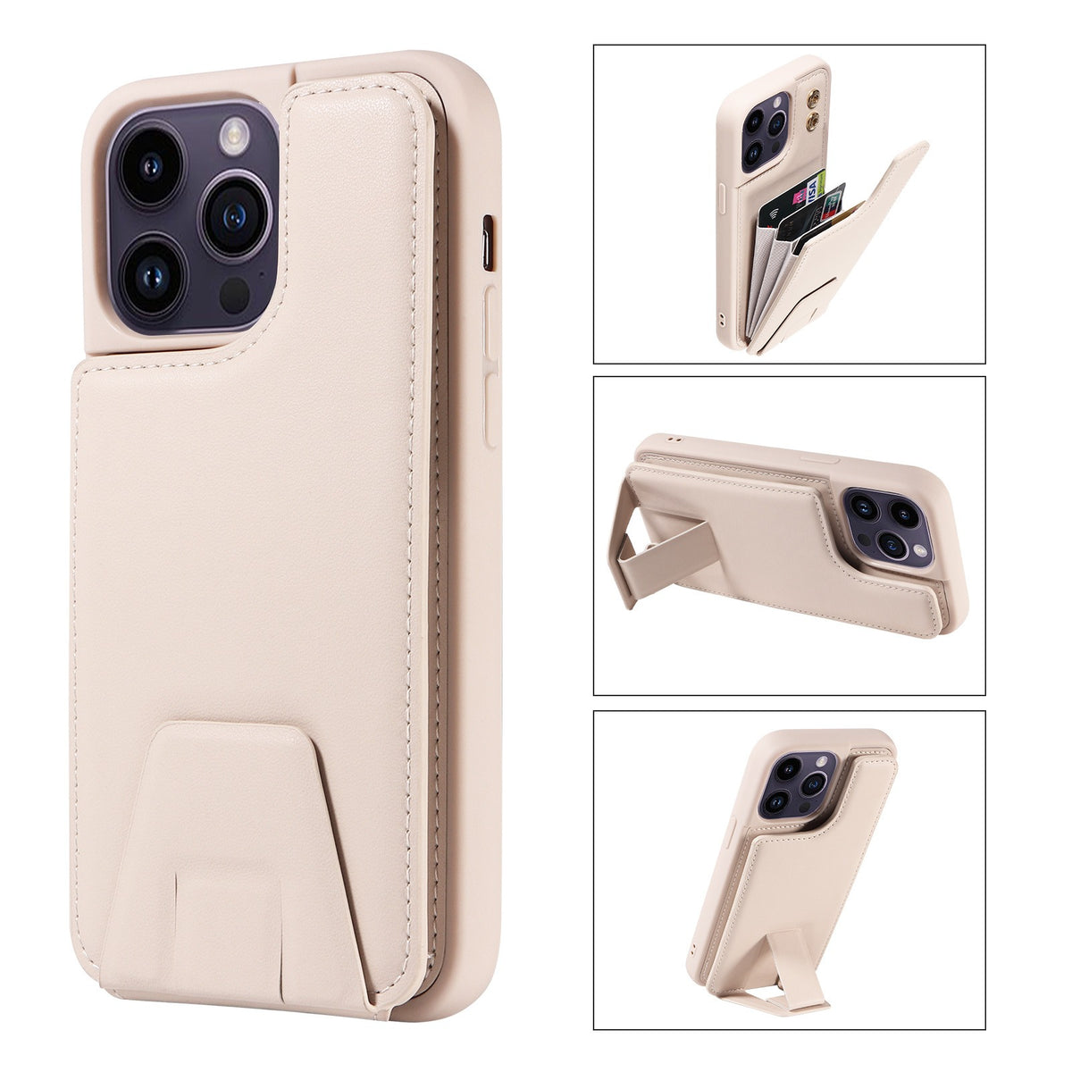 Leather Stand Wallet Case for iPhone 12-15