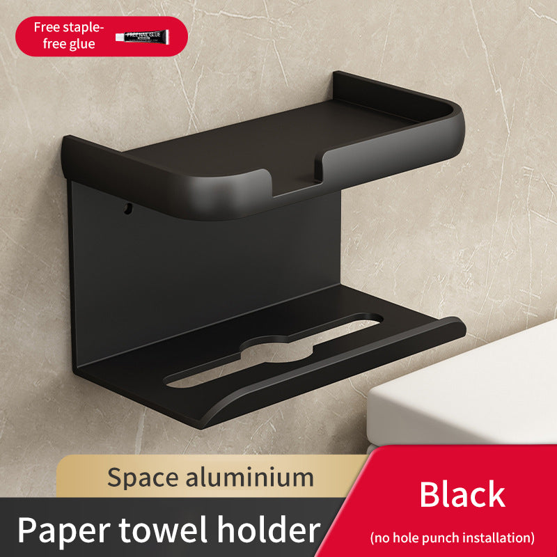 Toilet Paper Towel Box Wall-Mounted Gun Grey Drawer Box Household Non-Perforated Toilet Paper Holder Toilet Roll Rack
