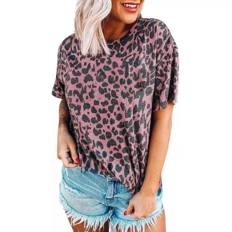 Leopard Print Crew Neck T-Shirt