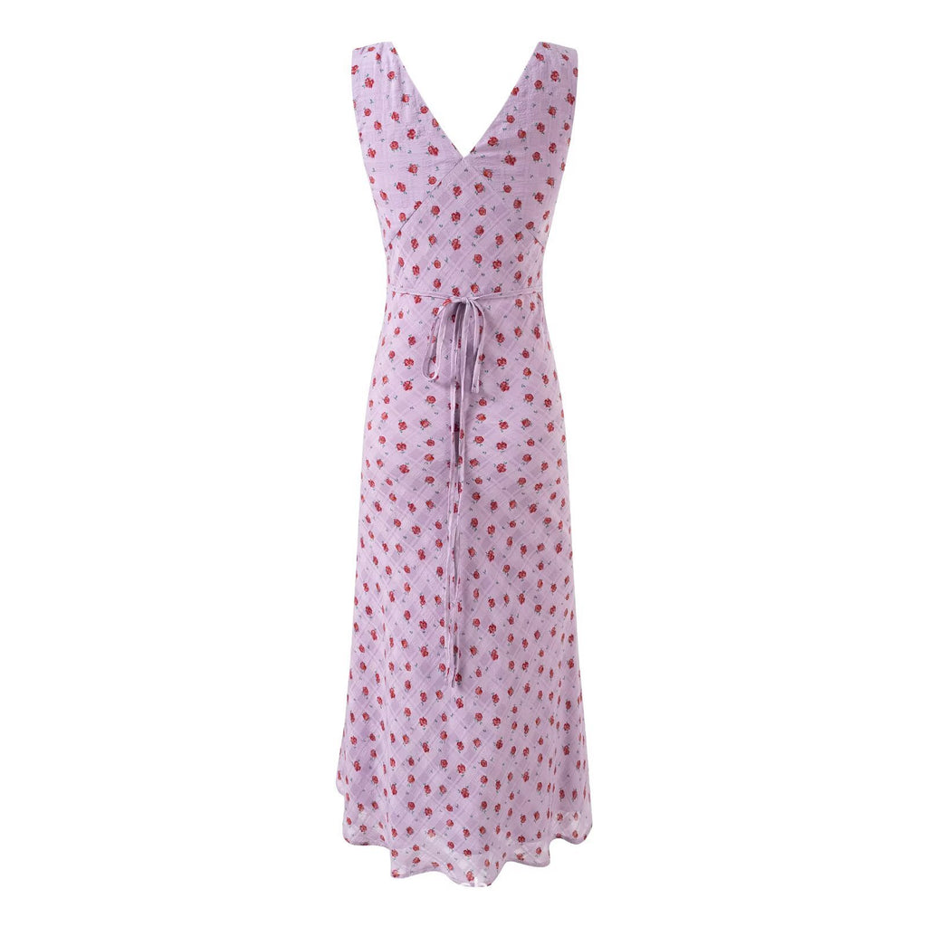 V-Neck Sleeveless Floral Dress