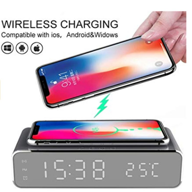 Wireless Charging Alarm Clock with Thermometer