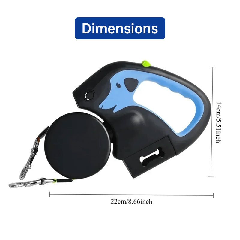 Retractable Double Dog Leash with LED