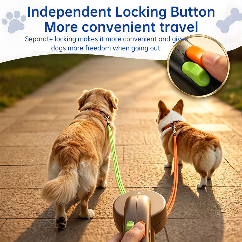 Retractable Double Dog Leash with LED