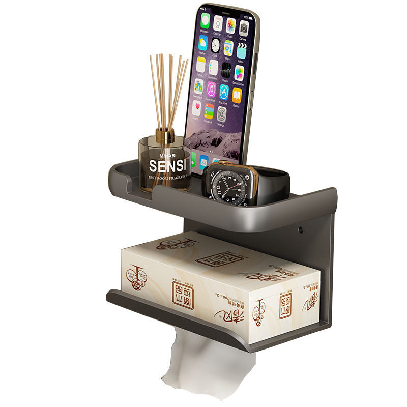 Toilet Paper Towel Box Wall-Mounted Gun Grey Drawer Box Household Non-Perforated Toilet Paper Holder Toilet Roll Rack