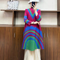 High Neck Rainbow Midi Dress