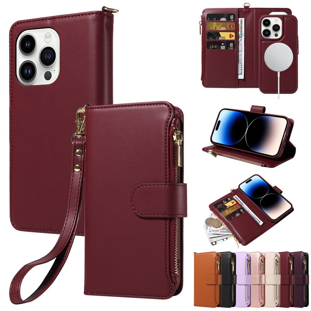 Flip Wallet Case with Wireless Charging for iPhone 14-15