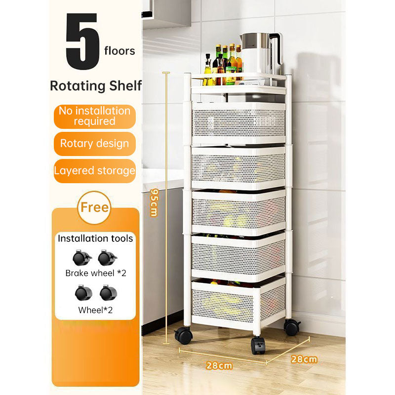 360-Degree Rotating Kitchen Storage Trolley