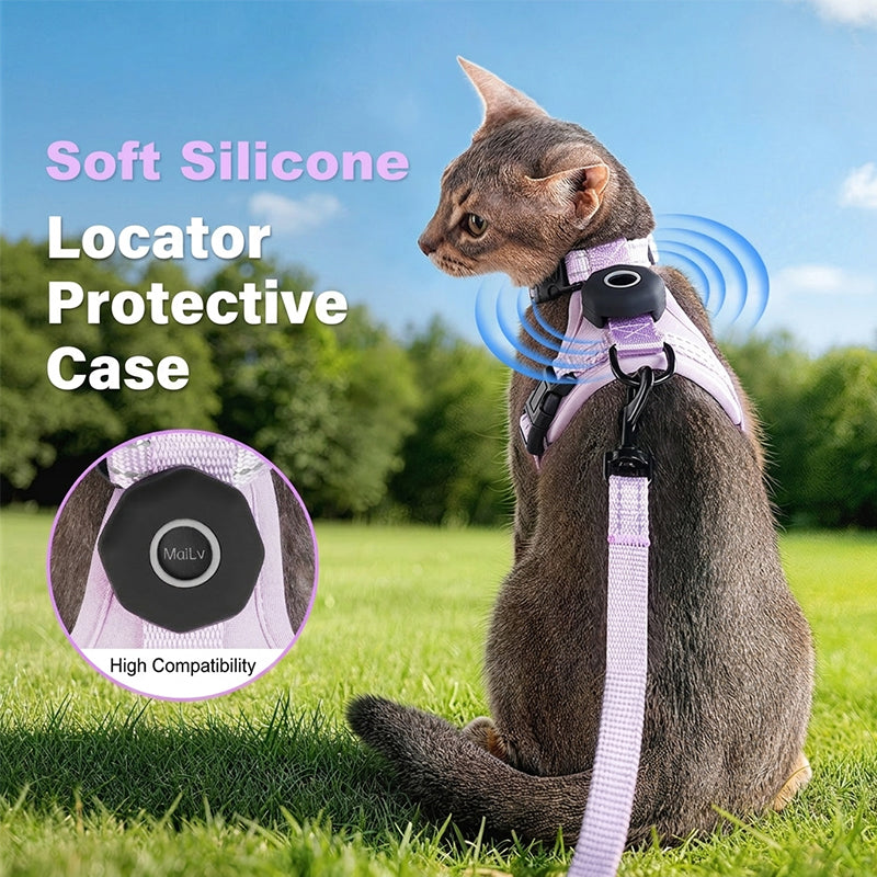 Reflective Escape-Proof Cat Harness – Adjustable Vest with Built-in AirTag Holder for Outdoor Walking