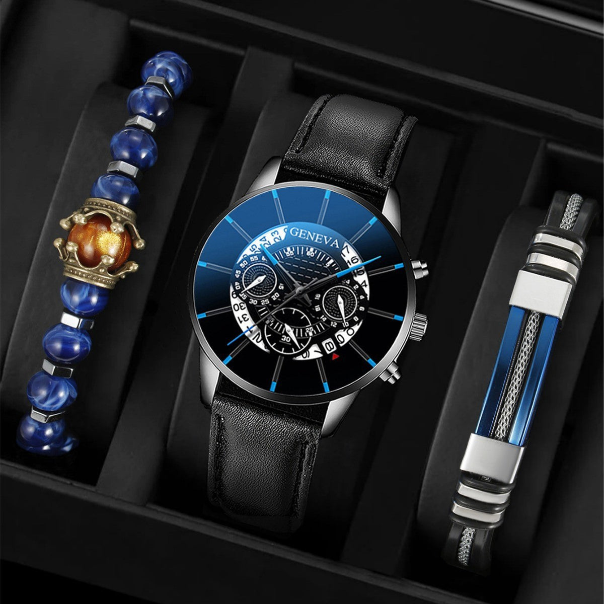 Men's Business Leather Watch Set