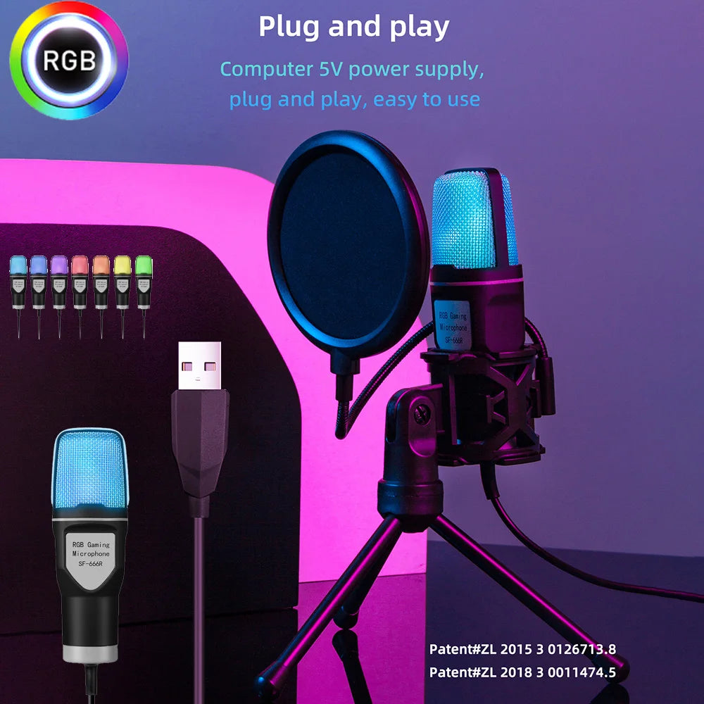 RGB Condenser Microphone with Shock Mount