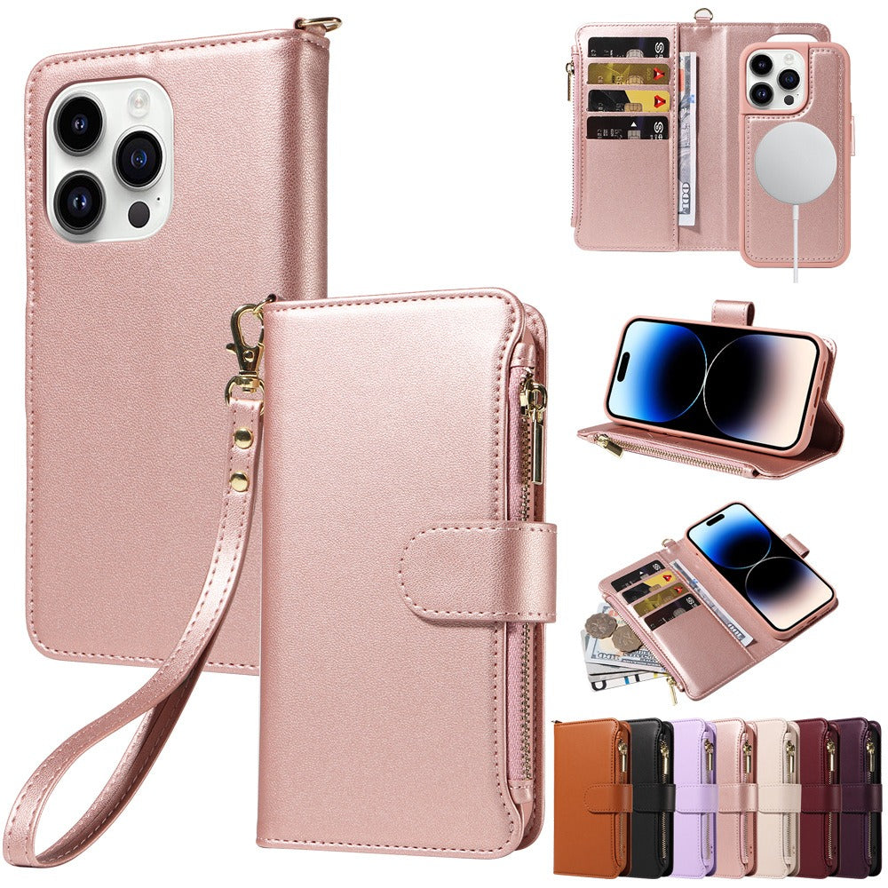 Flip Wallet Case with Wireless Charging for iPhone 14-15