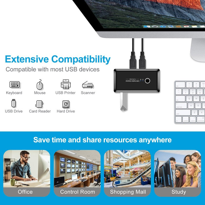 USB 3.0 4-Port Printer Sharer Switch (T06)
