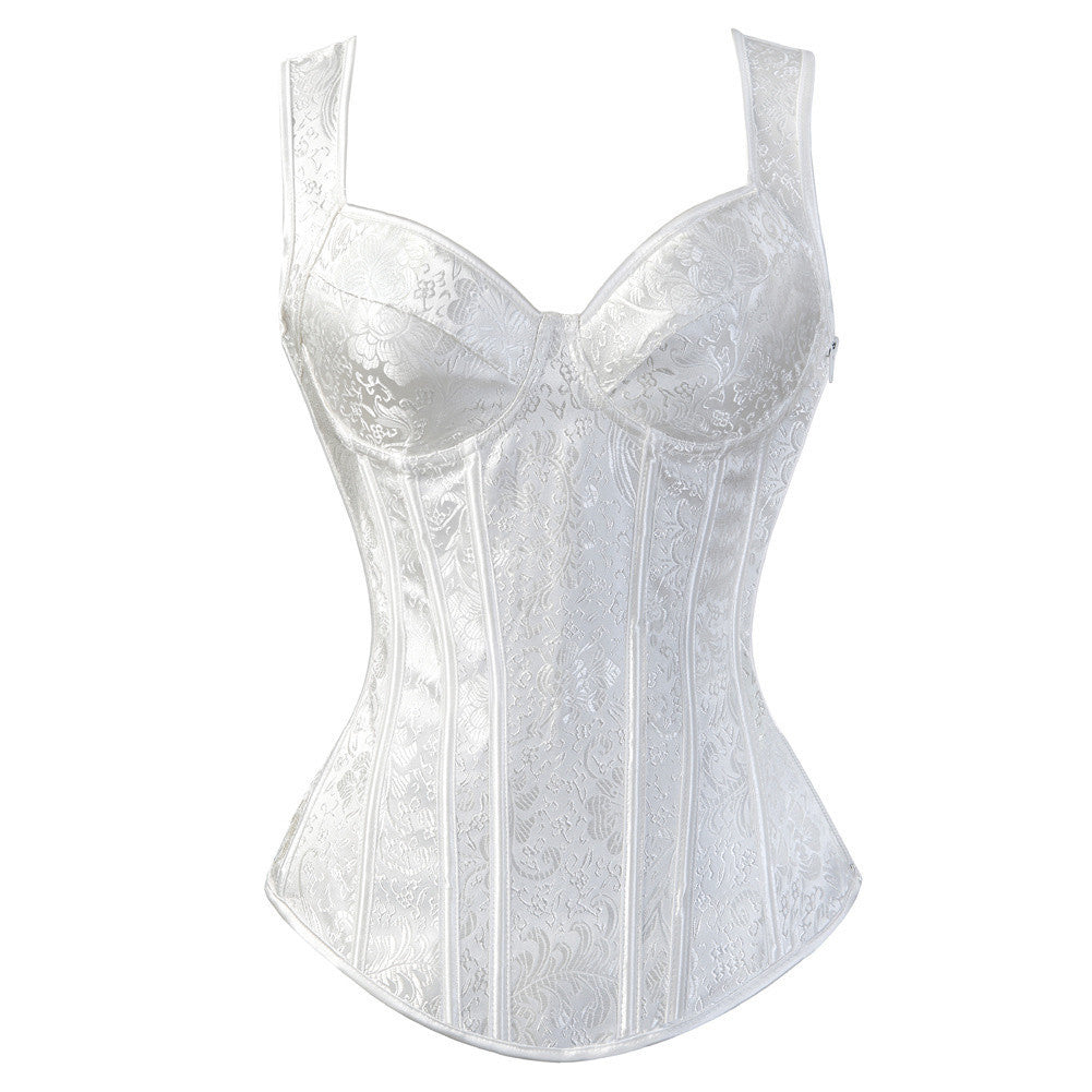 Embroidered Zip-Up Corset Shapewear