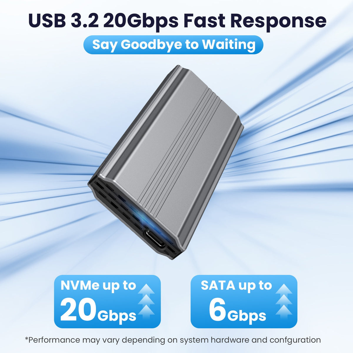 Tool-Free NVMe/NGFF SSD Enclosure (20Gb Type-C)
