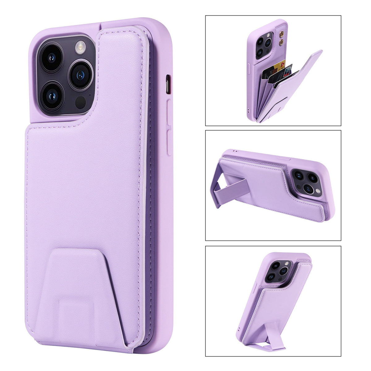 Leather Stand Wallet Case for iPhone 12-15