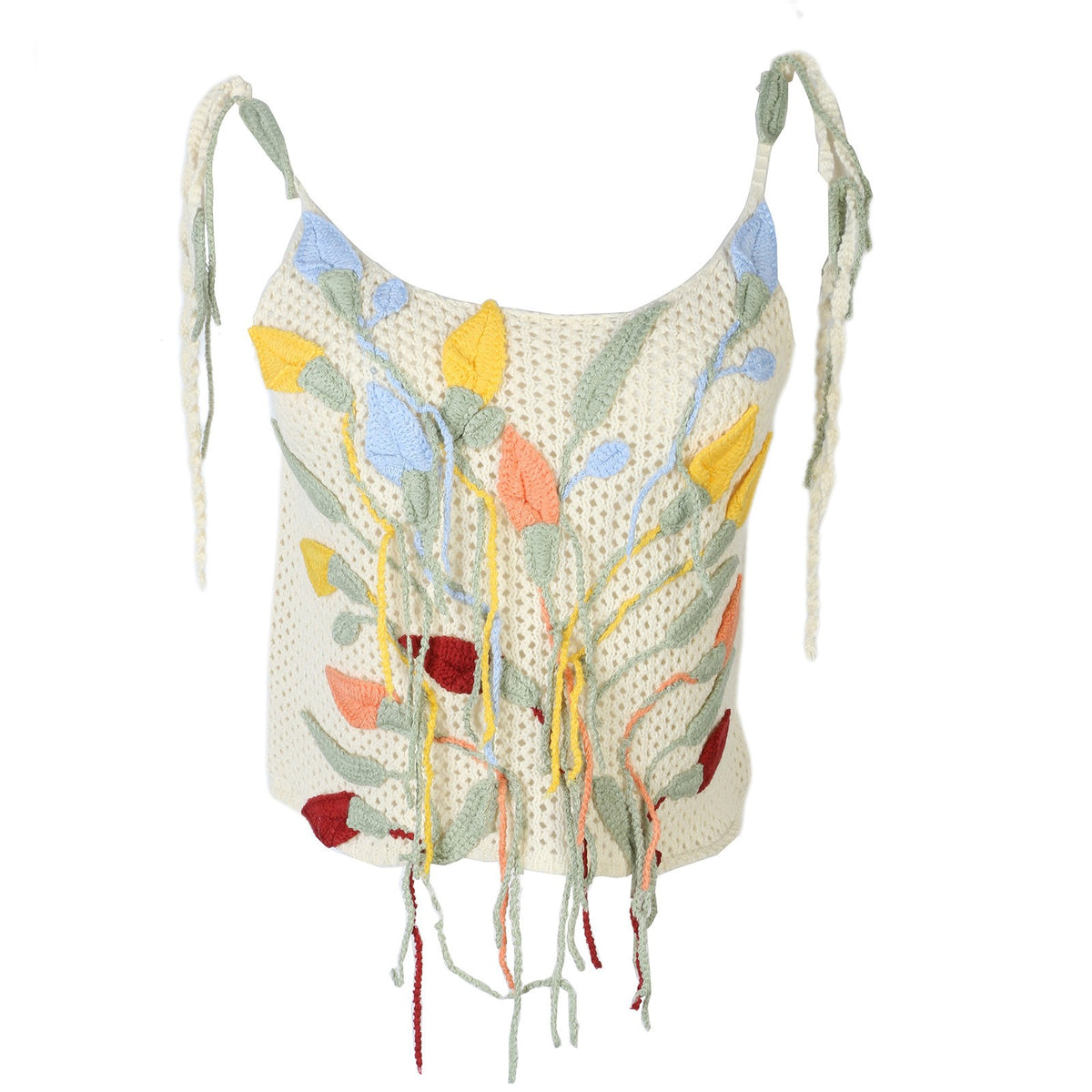 Hand-Hook Flower Sleeveless Knit Top