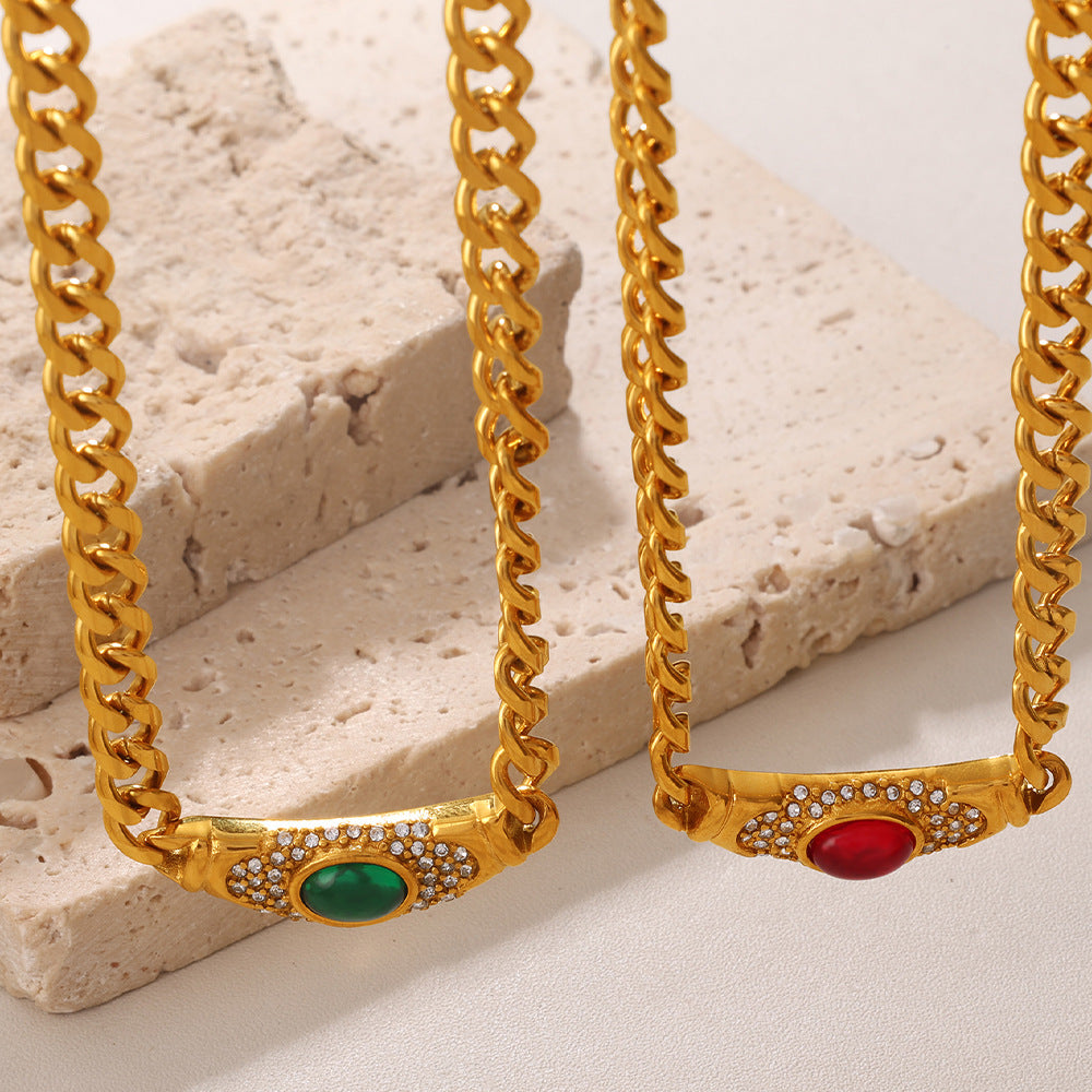Cat's Eye Stone Choker Necklace