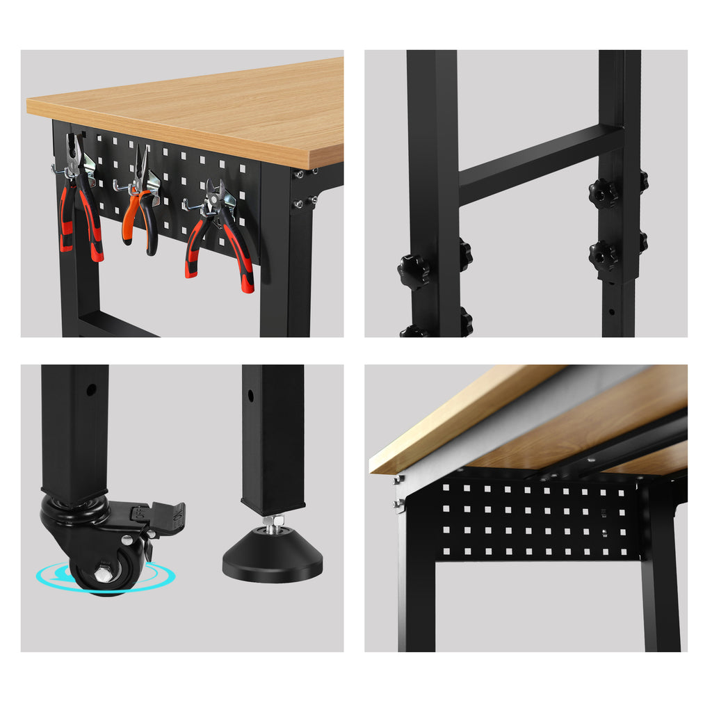 Rolling Heavy-Duty Worktable (72x24in, with Power Socket)